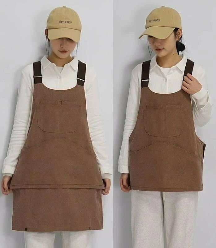 ガーデニングエプロン レディース メンズ 料理 家庭 キッチン おしゃれ アウトドア レトロ 庭師 職人 作業服 厚手 キャンバス ブラック グレー キャメル