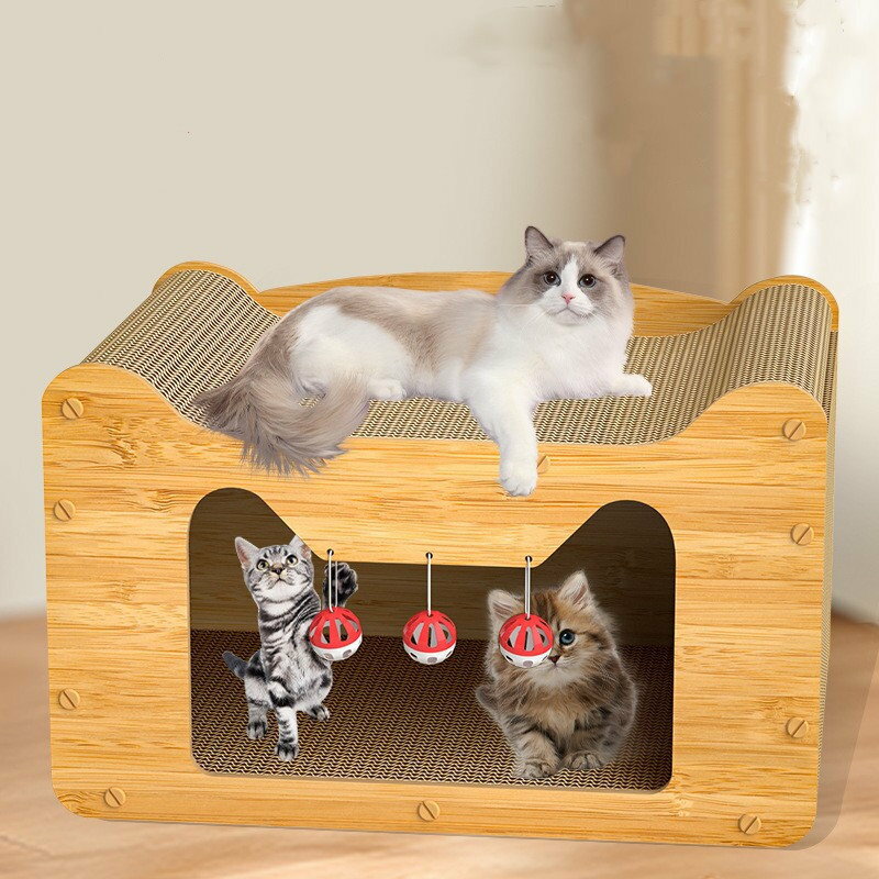 猫 爪とぎ ハウス 段ボール 爪研ぎ 大きいサイズの二重層 猫つめとぎ 大型 ハウス型爪とぎ 猫ハウス 爪とぎ 高密度 猫ベッド 耐久 とぎカスがでない 猫用爪とぎ キャット 木製 強化ダンボール 爪磨き 家具破壊防止 運動不足改善 ストレス解消 組立簡単