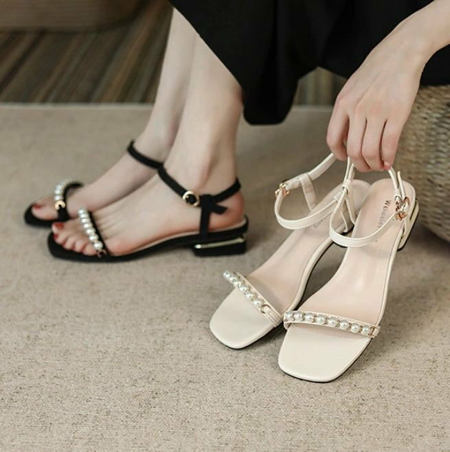 パールプラットサンダル パール サンダル ビーチサンダル レディース サンダルcmヒール 歩きやすい フラットサンダル ローヒール 痛くない PU おしゃれ かわいい 疲れない チャンキーヒール フラットシューズ ぺたんこ リラックス ウェッジソール 夏 リゾート ビーチ