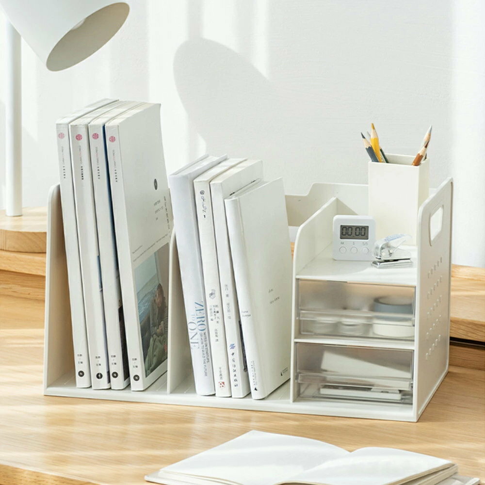 卓上収納ボックス デスク上置き棚 ファイルボックス 卓上収納ラック 大容量 オフィス収納 机上収納ボッ..