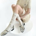 ソックス レディース 春夏 バレエコア リボン柄 フリル口 くしゅくしゅ ルーズソックス ミドル丈 クルー丈 ガーリー かわいい 薄手 綿 スクール 通学 普段...