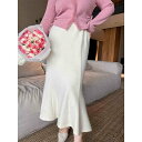 スカート レディース 大きいサイズ ゆったり ぽっちゃりさん向け 体型カバー マーメイドライン ミモレ丈 ロング丈 ウエストゴム ストレッチ 伸縮性 アクリル きれいめ 上品 通勤 オフィス 秋冬 ベージュ ブラック