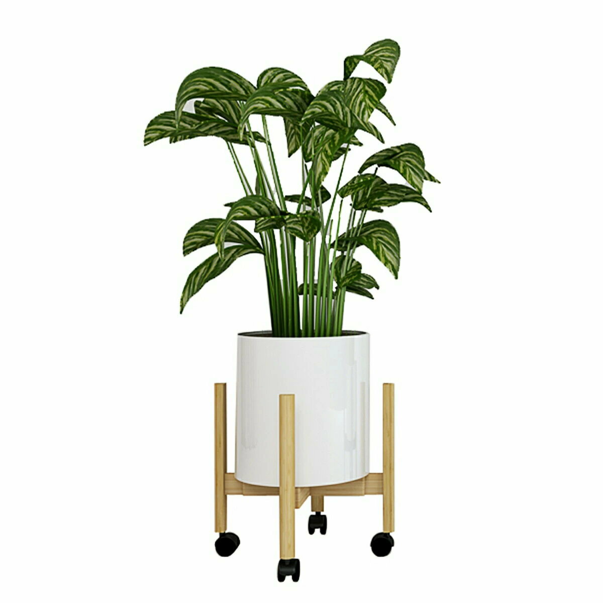 フラワースタンド 花台 観葉植物 棚 室内 伸縮自在で調節可能な竹製プランタースタンド キャスター付き..