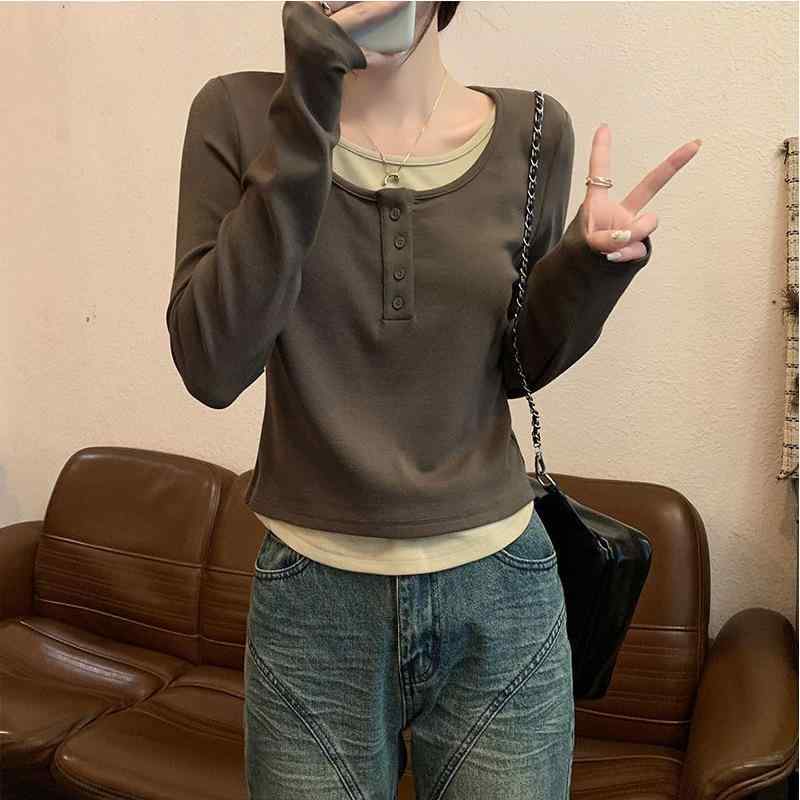 カットソー レディース フェイクレイヤード 長袖 ポロ襟 パフスリーブ 着痩せ スリムシルエット 伸縮性 着回し エレガント 上品 シェニール 春秋