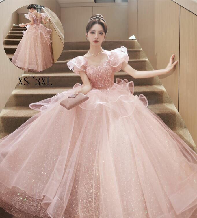 ロングドレス 送料無料 パーティードレス Aラインドレス ロング丈ワンピース プリンセスライン お嬢様 結婚式 演奏会ドレス 着痩せ ピ..