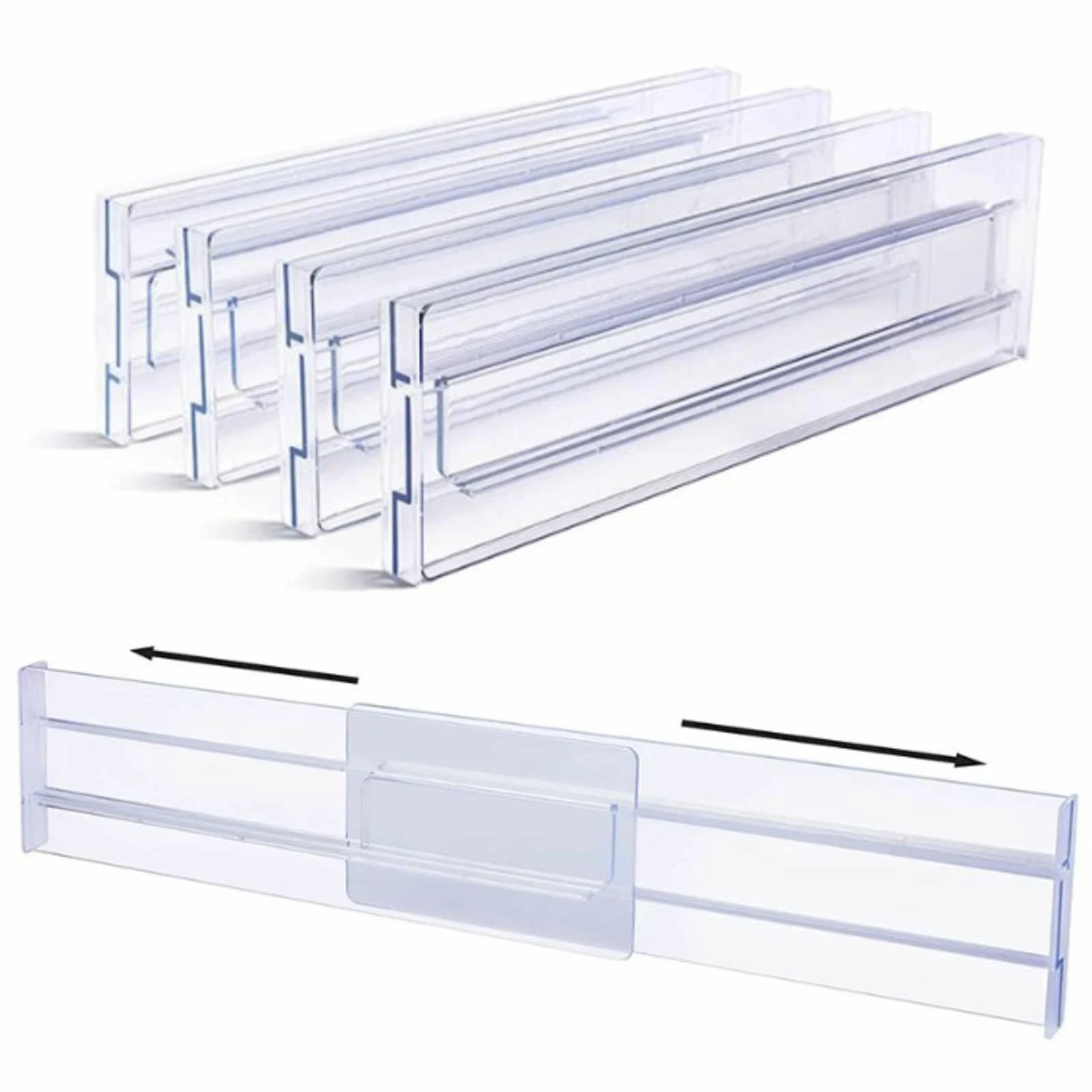 引き出し仕切り板枚セット アクリル板 伸縮 長さ.cm〜cm調節可能 自由に組み合わせ タンス クローゼット キャビネット用 分類収納 整理整頓グッズ (枚セット)(3)