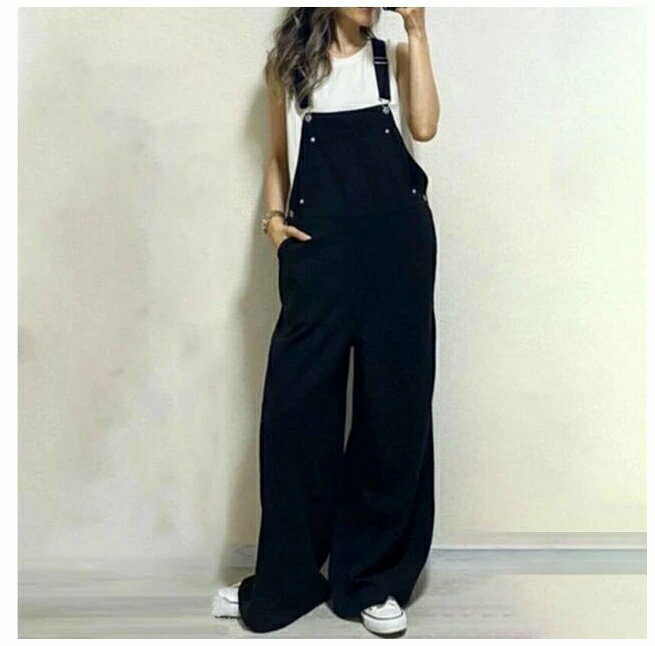 デニム サロペット パンツ レディース オーバーオール オールインワン サスペンダー ジーンズ カジュアル デニムパンツ ロング 低身長 体型カバー ゆったり コーデ 大人 きれいめ おしゃれ 可愛い 黒 ブラック ホワイト春 夏 秋代代代代 プレゼント 母の日