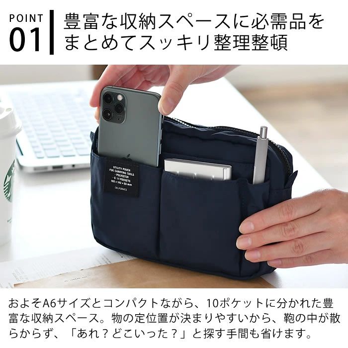 バッグインバッグ 小さめ ミニ デルフォニックス インナーキャリング スタッド S 軽量 0ポケット A6 スマホ ポーチ ショルダー インナーバッグ 整理 収納 ガジェットポーチ コスメポーチ 仕切り ジップポーチ mieuseshop-10050420 ミューズショップ楽天市場店 サンプル画像3