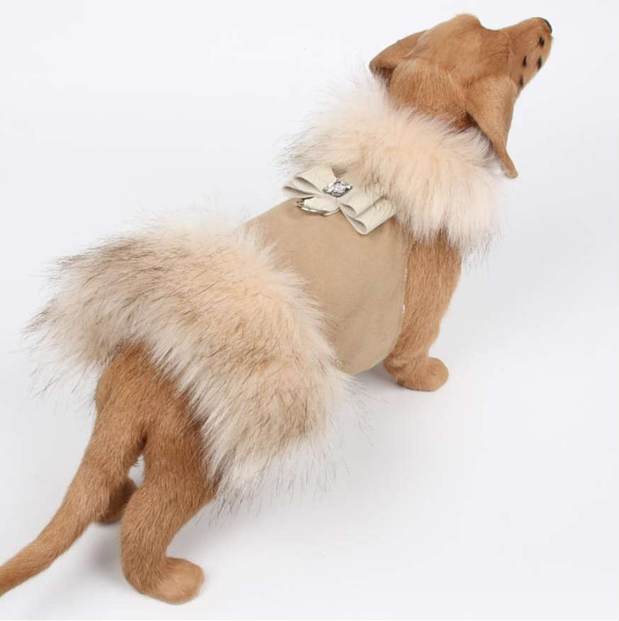 ★Susan Lanci/スーザンランシー★Doe Big Bow Ivory Fox Fur Coat犬用フェイクファーコート