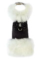 ★Susan Lanci/スーザンランシー★Silver Stardust Nouveau Bow White Fox Fur Coat犬用フェイクファーコート...