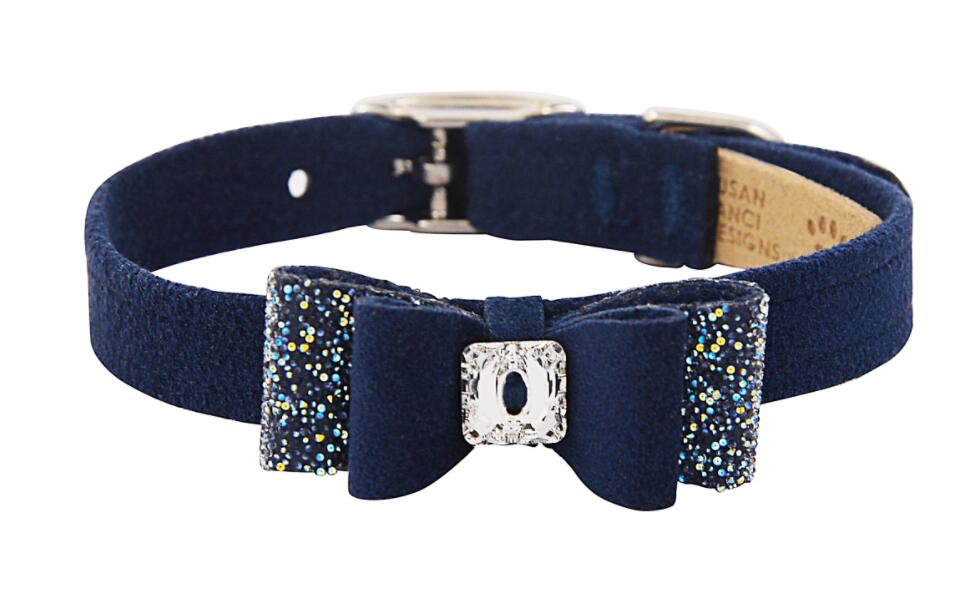 ★Susan Lanci★スーザンランシーCrystal Stellar Big Bow Collar_Indigo犬用スワロフスキ付き首輪