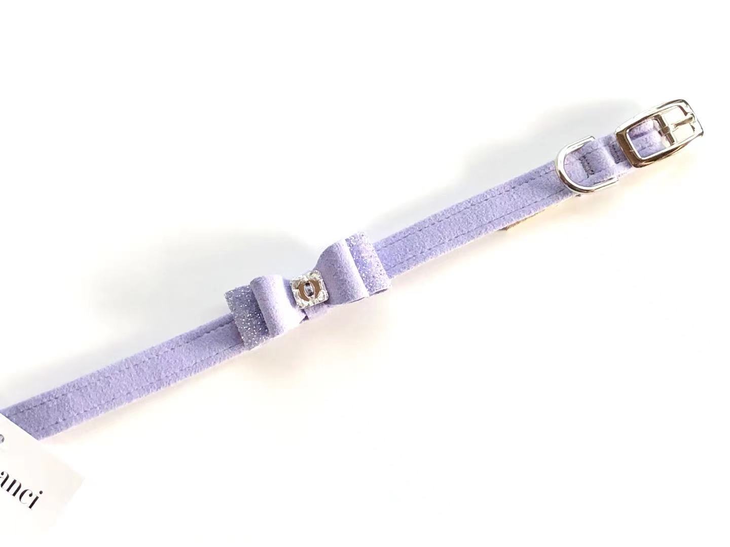 ★Susan Lanci★スーザンランシーCrystal Stellar Big Bow Collar_French Lavendar犬用スワロフスキ付き首輪