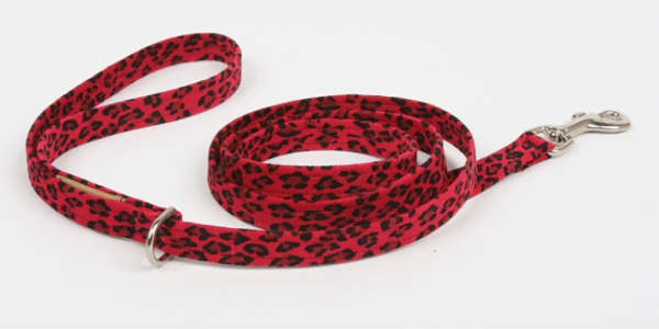 ★Susan Lanci★スーザンランシーCheetah Couture Plain Leashウルトラスエードリード（レッドチータ）