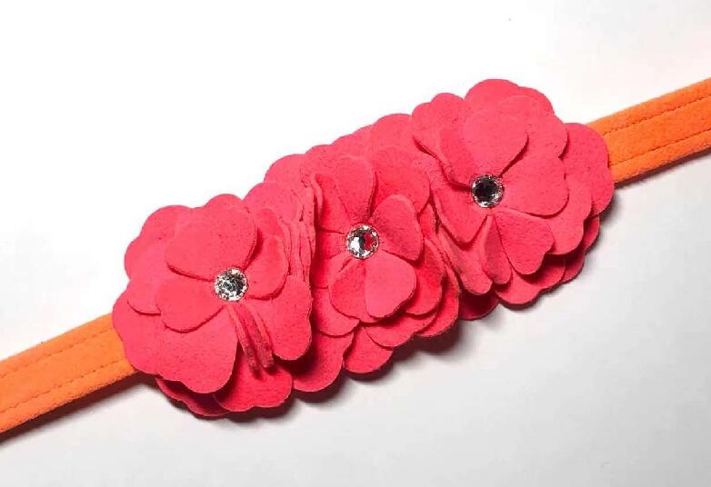 ★Susan Lanci★スーザンランシーTinkies Garden Collar_エレクトリックピンク×エレクトリックオレンジ犬用スワロフスキ付き首輪