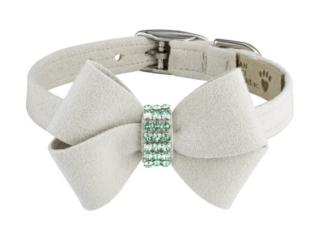 ★Susan Lanci★スーザンランシーChrysolite Giltmore Nouveau Bow 1/2" Collar_ドウ犬用スワロフスキ付き首輪