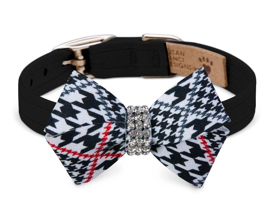 ★Susan Lanci★スーザンランシーClassic Glen Houndstooth Nouveau Collar犬用スワロフスキ付き首輪