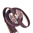 ★Susan Lanci★スーザンランシーChocolate Glen Houndstooth Nouveau Bow Leashスワロフスキ付きリード