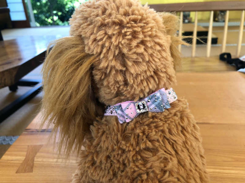 Susan Lanci スーザンランシーcustom Collar With Puppy Pink Plaid Big Bow犬用スワロフスキ付き首輪 Mif And Chelly Susan Lanci スーザンランシーcustom Collar With Puppy Pink Plaid Big Bow犬用スワロフスキ付き首輪 Mif And Chelly
