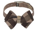 ★Susan Lanci★スーザンランシーFawn Gingham Nouveau Bow Collar犬用スワロフスキ付き首輪