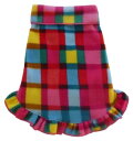 ★I See Spot/アイシースポット★Bold Plaid Pullover w/ ruffle skirt 犬用薄手フリース