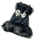 ★Susan Lanci/スーザンランシー★Windsor Check Nouveau Bow Black Fox Fur Coat犬用フェイクファーコート