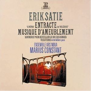 SATIE： ENTR｀ACTE DE ｀RELACHE｀. MUSIQUE D｀AMEUBLEMENT. VEXATIONS. ETC.詳しい納期他、ご注文時はお支払・送料・返品のページをご確認ください発売日2003/9/25マリウス・コンスタン（指揮） / エラート・アニヴァーサリー50 39： サティ： 管弦楽作品集SATIE： ENTR｀ACTE DE ｀RELACHE｀. MUSIQUE D｀AMEUBLEMENT. VEXATIONS. ETC. ジャンル クラシック室内楽曲 関連キーワード マリウス・コンスタン（指揮）アルス・ノヴァ合奏団（Ens.）ピエール・ティボー（tp）ベルナール・ジャヌト（tp）ミシェル・ダルベルト（p）バロック音楽とフランス音楽をメインにした、エラート・レーベルの2003年、発売50周年を記念した｀エラート・アニヴァーサリー50｀シリーズ、第2回発売分。マリウス・コンスタン指揮、アルス・ノヴァ合奏団他の演奏による1980年録音盤。収録曲目11.バレエ 《本日休演》 の幕間 “映画” のための音楽 （ルネ・クレール監督のフィルム）(18:33)2.バレエ 《本日休演》 の幕間 “映画” のための音楽 （ルネ・クレール監督のフィルム） （いつも片眼(1:15)3.家具の音楽 県知事の私室の壁紙(6:11)4.家具の音楽 錬鉄の綴れ織り （招待客の到着の際に、大きなレセプションの場合は、玄関ロビーで演奏される(3:09)5.家具の音楽 音のタイル張り舗道 （昼食のときに演奏する）(2:41)6.家具の音楽 ヴェクサシオン （神秘的なページより抜粋） 〜 ピアノ・ソロのための(9:53) 種別 CD JAN 4943674046379 収録時間 41分42秒 組枚数 1 製作年 2003 販売元 ソニー・ミュージックソリューションズ登録日2006/10/20