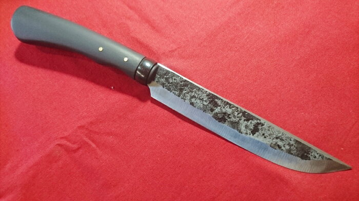 手打ち 青紙2号 剣鉈 185mm　裏スキ両刃　BU-183　鍛造　手打ちナイフ 実用ナイフ　狩猟刀・アウトドア・鍛造ナイフ