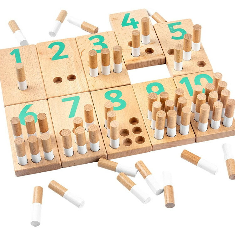モンテッソーリ おもちゃ 知育玩具 ナンバー ブロック 収納袋 木製 円柱棒 数字遊び ボード セット 教材 創造力 キッズ 数学 勉強 想像力 学習