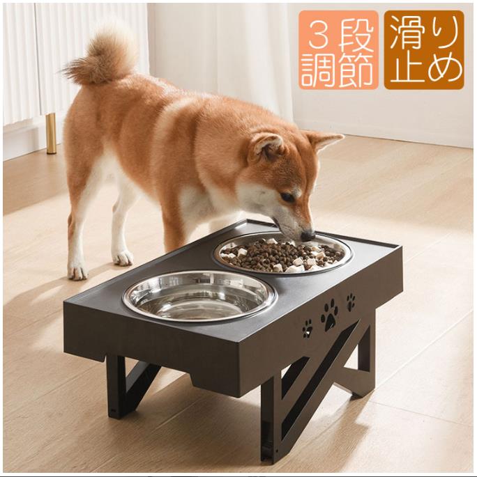 ペット食器 犬 猫 ステンレス フードボウル 高さ調節可能 小中大型犬 猫 滑り止め こぼれ防止 スタンドセット 犬食器 ペット食器台 フードボウル 犬猫用 餌いれ 兼用 ダブル セット 科学的な飼育を行う 食べやすい 犬ボウル 猫犬ハート ペット用品 ペット食皿