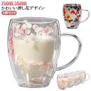 250ml 2個セット 取っ手付き タンブラー 二重構造 おしゃれ ダブルウォールグラス 350ml 450ml 耐熱ガラス 結露しない 熱くない クリア グラス 二重構造 押し花 焼酎グラス キッチン用品 プレゼント