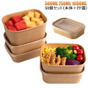 透明蓋 フードパック お弁当パック 弁当箱 使い捨て 50個 クラフト紙 弁当箱 セット お弁当 テイクアウト 容器 冷凍 食品容器 容器 容器 紙容器 紙 紙...