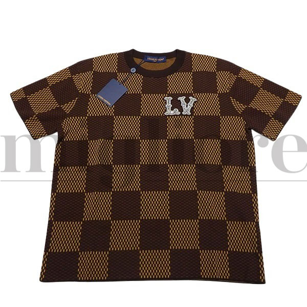 LOUIS VUITTON ルイヴィトン ショート スリーブコットン ダミエ クルーネック ウィズストラス LVパッチ 1AFIUR Tシャツ 2024年春夏 新作【新品】