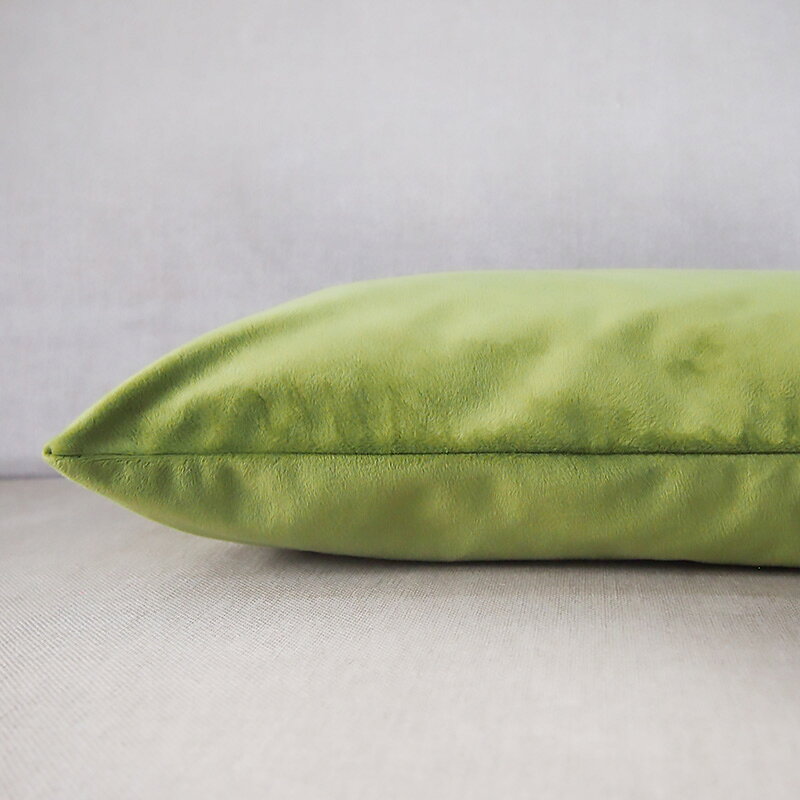 【2BUY200円OFFクーポン対象】クッションカバー 長方形 ピスタチオ グリーン ベロア 30cm×50cm 緑色 みどり 黄緑 きみどり 北欧 シンプル おしゃれ かわいい 高品質 横長 ベルベット 送料無料 [3]
