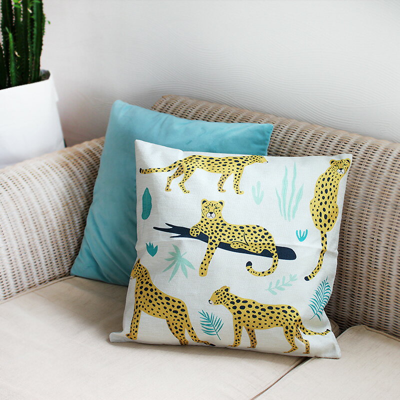 【2BUY200円OFFクーポン対象】送料無料 かわいいヒョウ模様 #02 クッションカバー 北欧風 北欧 45cm ブ..