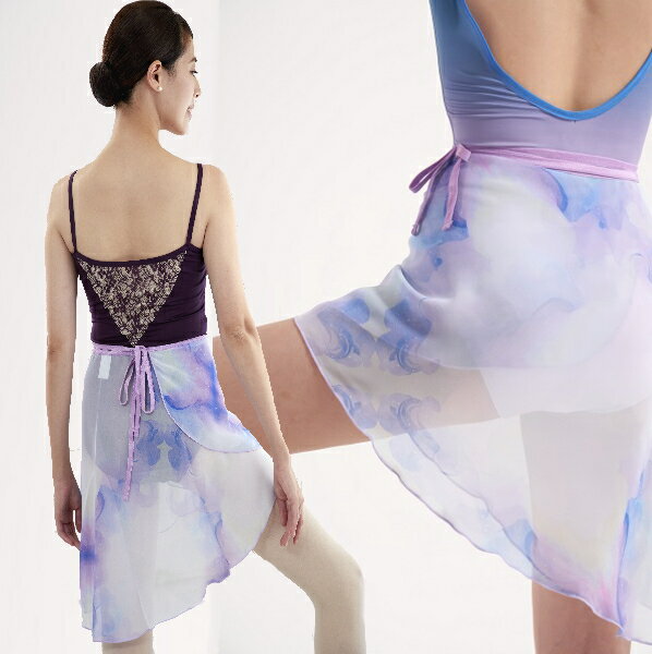 【スーパーセール全品P5倍】 【Mihorobe/ミホローブ】 柄 巻きスカート 003 ライラックブルー バレエ バレエ用品 バレエスカート ミニヨン レッスン 着 40cm丈 40cmの長さ
