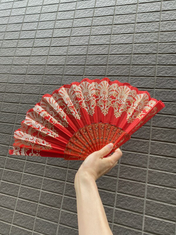 バレエ 扇子 赤　黒　ゴールド 練習用 カラー扇子 ゴージャス ダンス ファン　バレ...