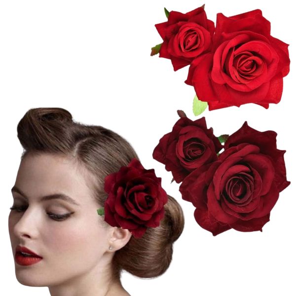 【スーパーセール全品P5倍】 バラ ヘアクリップ ヘアクリップ 薔薇 バレエ 髪飾り　ヘアアクセアリー ..