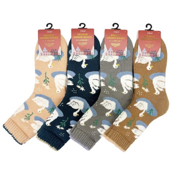 バレエ トゥシューズカバー 靴下 暖かい 白鳥の湖 裏起毛 スワン ソックス 23-25cm 楽屋 舞台裏 防寒 汚れ防止 オーバーソックス ルームソックス 厚手 発表会 ギフト 贈り物 プレゼント