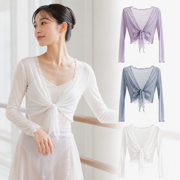 乐天商城 - 【マラソン中全品P3倍】 バレエ トップス 長袖 メッシュシアー タイトップ シアートップス バレエボレロ 羽織り レッスンウェア 大人 ジュニア 冷え対策 体型カバー 脚長見え ストレッチ