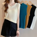 カットソー Tシャツ トップス レディース プルオーバー フレンチスリーブ クルーネック インナー 綿混 大きいサイズ ゆったり ワイドリブ ノースリーブ カジュアル 伸縮性 トップス バインダー リブセーターニット プルオーバー 着痩せ 無地