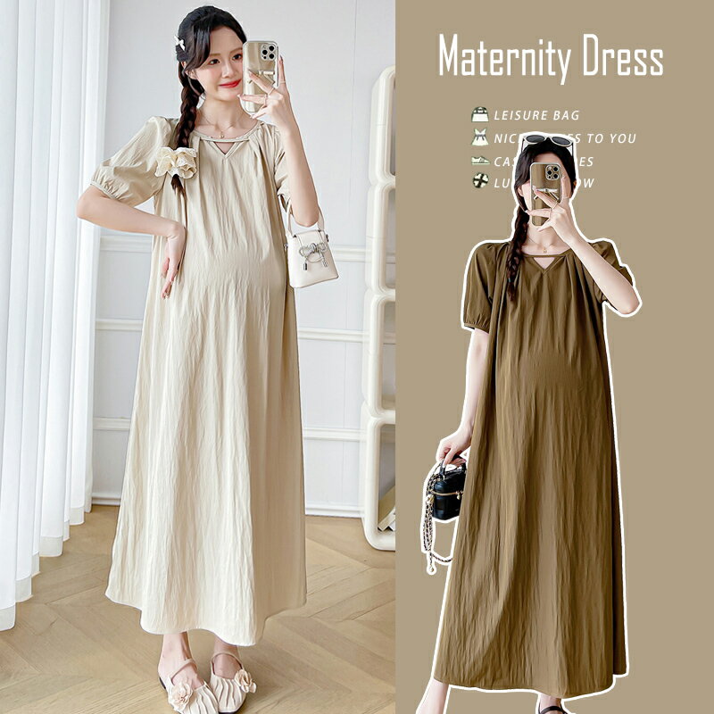 レディース マタニティ ワンピース マタニティウェア カジュアル かわいい 半袖 おしゃれ ゆったり 妊婦服 ふんわり シンプル 着やすい マタニティ ママ 産前 産後 授乳服 ギャザー 半袖 3色 マタニティー 妊娠 妊婦 ロング 五分袖 ワンピ シャツ 大きいサイズ
