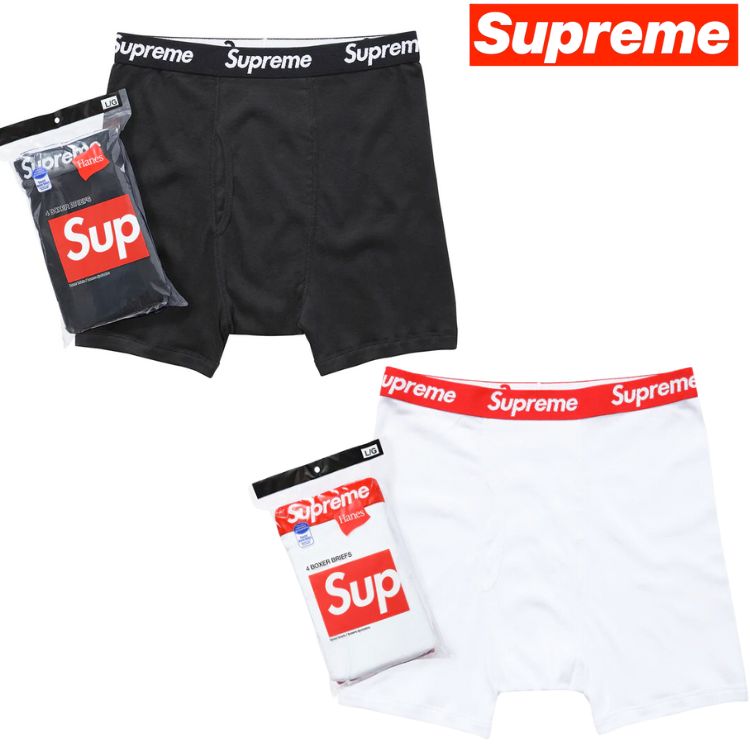 Supreme ボクサー ブリーフ 4枚セット Hanes Boxer Brief シュプリーム 下着 ブリーフ 定番Supremeシュプリーム 黒 ブラック 即納 2023 LA ブランド レディース メンズ アメリカ 男女兼用