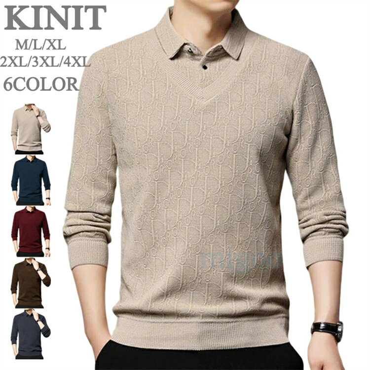 ニットポロメンズポロシャツセーター...