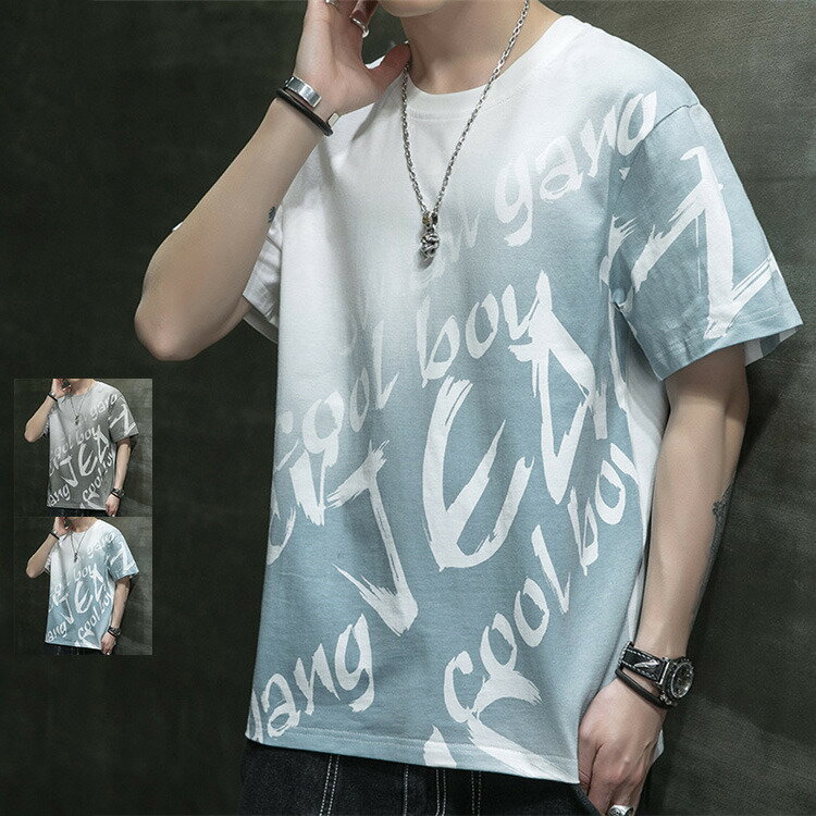 Rakuten - 半袖Tシャツ メンズ 綿100％ Tシャツ 半袖 夏 サマーTシャツ 切り替えクルーネック 半袖 カジュアルTシャツ 夏服