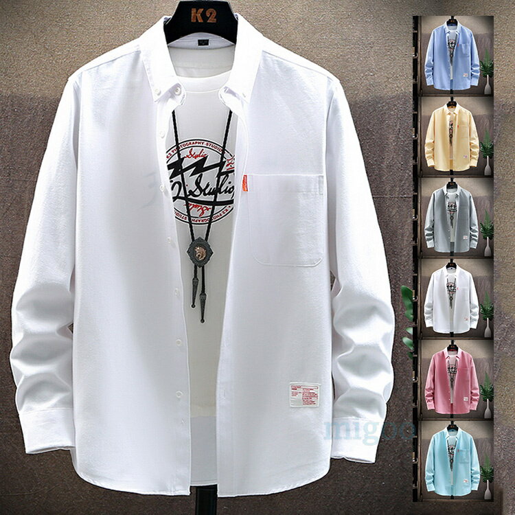 Rakuten - カジュアルシャツ メンズ ボタンダウンシャツ 白シャツ オックスフォード 長袖シャツ シャツ ビジネス 通勤 春服 春物