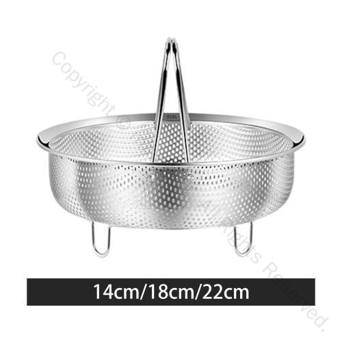野菜蒸しバスケット ステンレス鋼製ハンドル付き蒸し器インサート 多機能貝類パスタチキン用 調理器具 ..