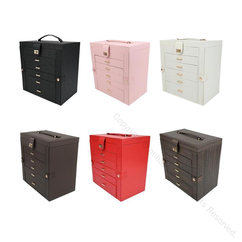 ジュエリーオーガナイザー 6段ジュエリーケース PUレザー製 6層ジュエリーボックス アンクレットやメガ..