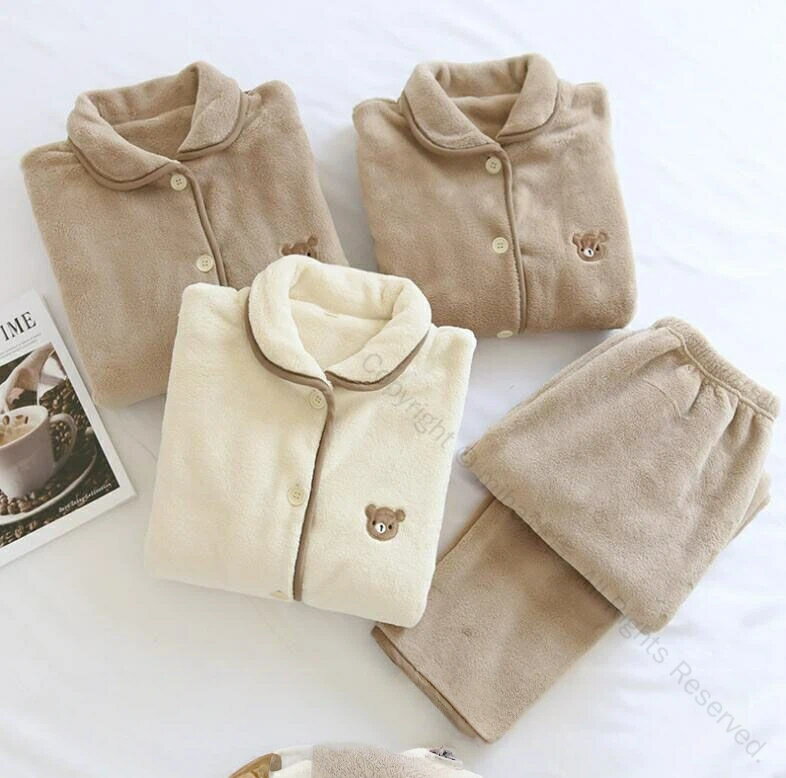 秋冬パジャマ フランネル 無地 メンズ レディース カップル ペアルック パジャマ 上下2点セット 起毛ル..