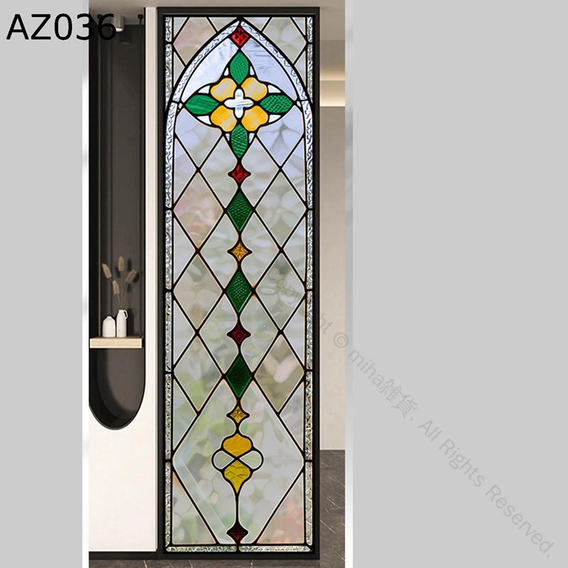 窓用フィルムステンドグラス幾何学模...