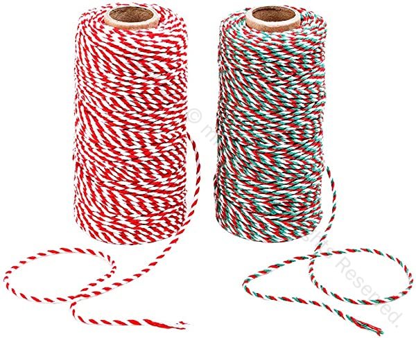 綿ロープ リボン 2巻セット クリスマス 正月プレゼント用リボン 幅2mm 長100m 巻き 綿紐 毛糸 アクリル..